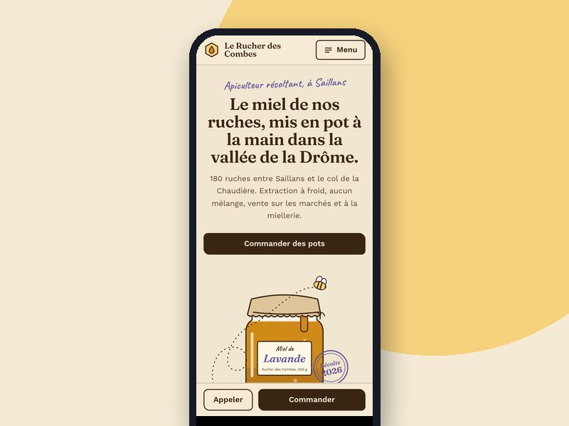 Aperçu téléphone du template Alvéole