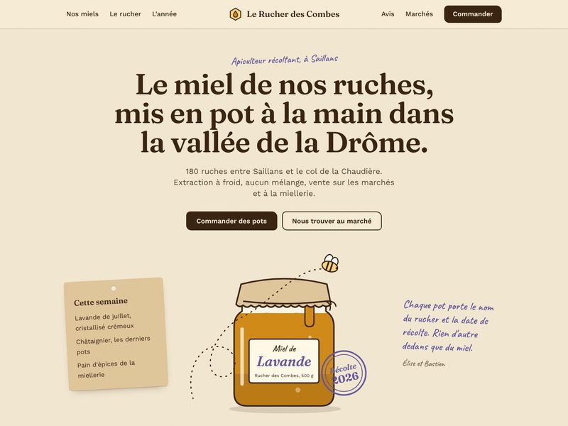 Aperçu ordinateur du template Alvéole