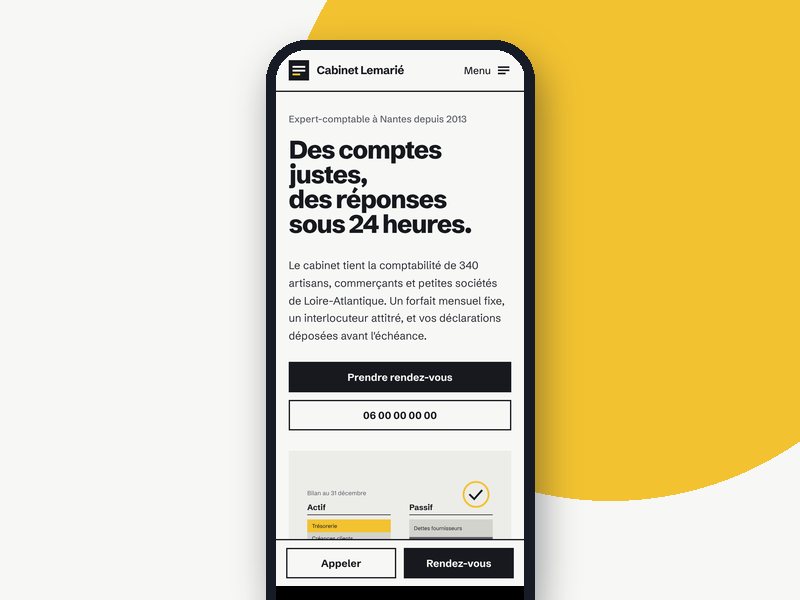 Aperçu téléphone du template Bilan