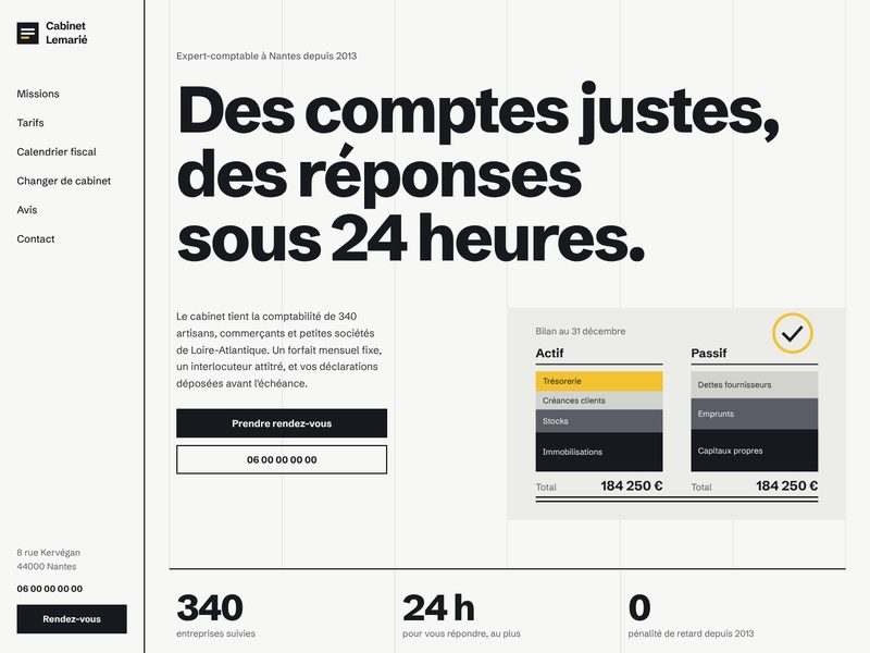 Aperçu ordinateur du template Bilan