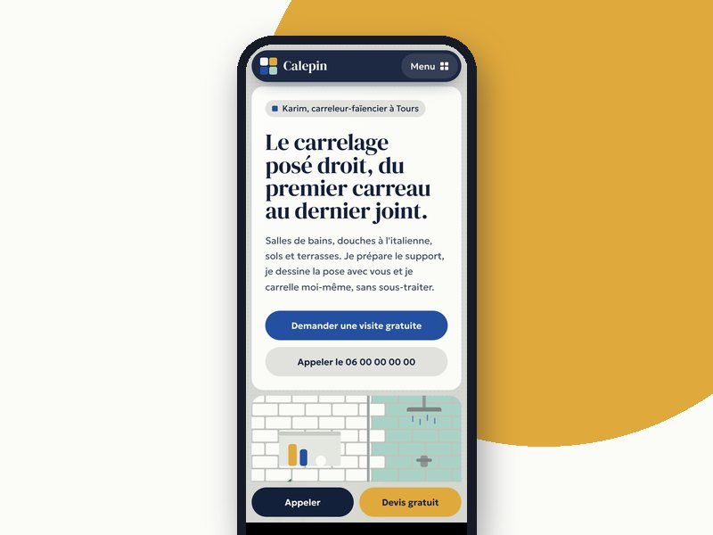 Aperçu téléphone du template Calepin