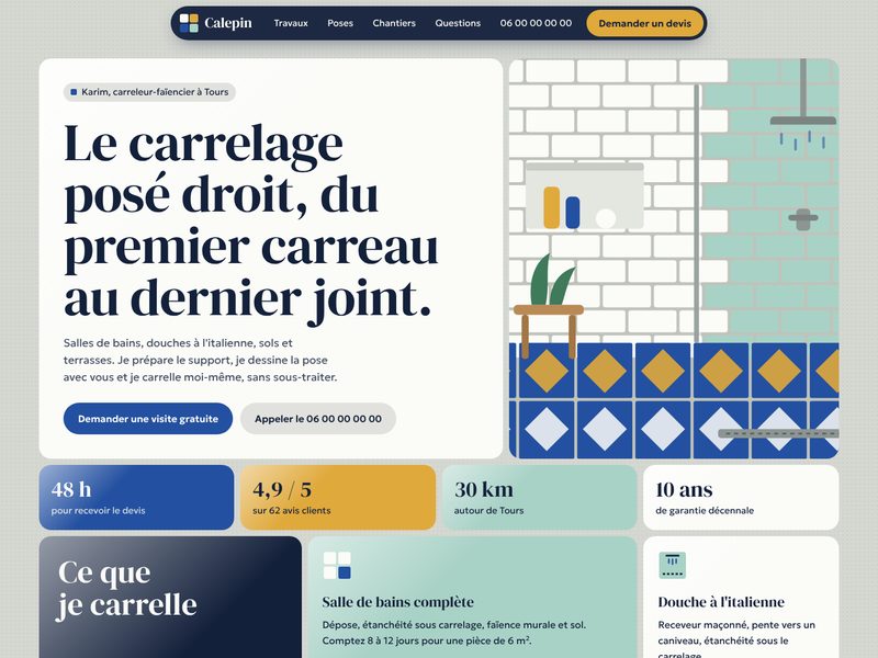 Aperçu ordinateur du template Calepin