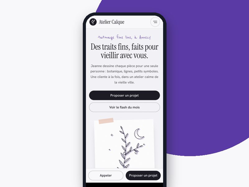 Aperçu téléphone du template Calque