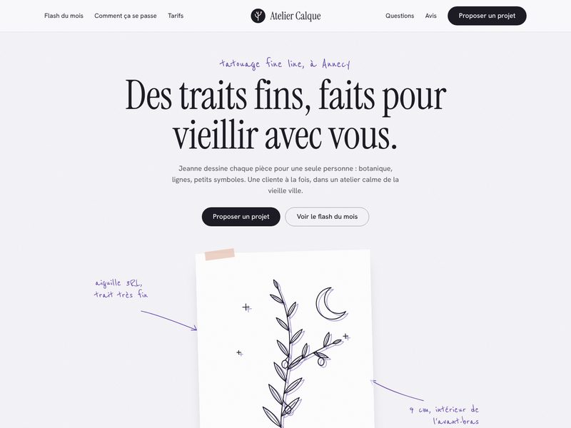 Aperçu ordinateur du template Calque