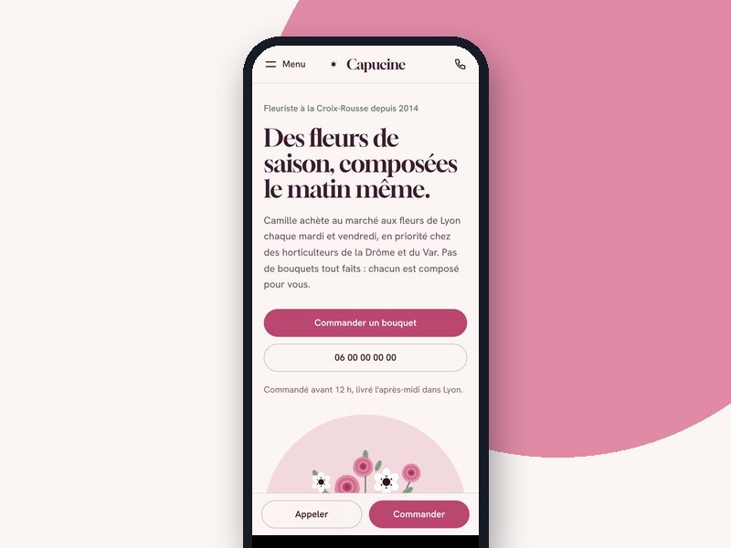 Aperçu téléphone du template Capucine