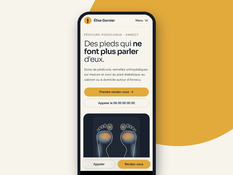 Aperçu téléphone du template Empreinte