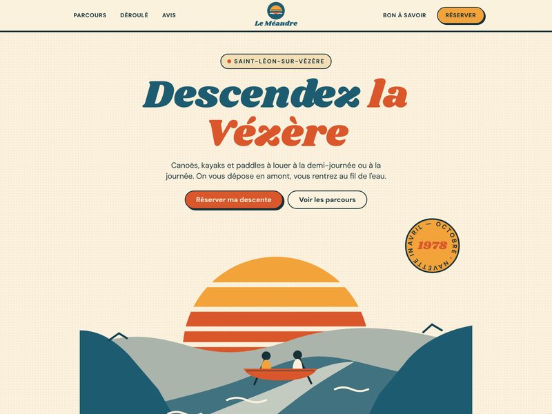 Aperçu ordinateur du template Méandre