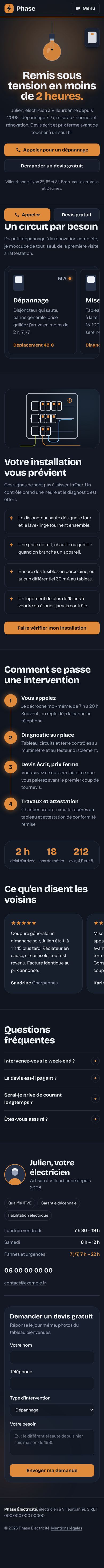Page entière sur téléphone