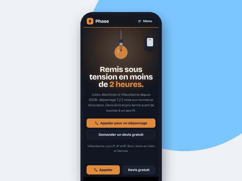 Aperçu téléphone du template Phase