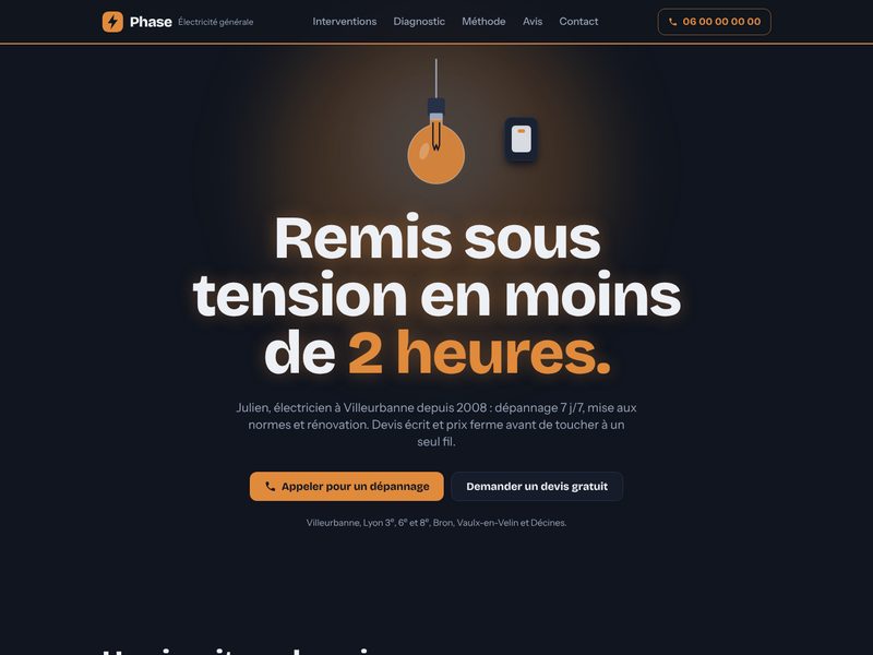 Aperçu ordinateur du template Phase