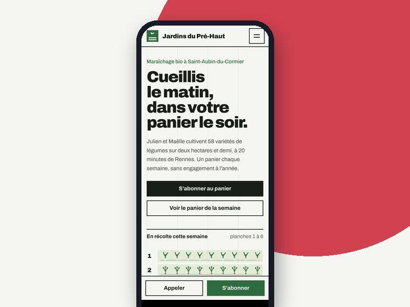 Aperçu téléphone du template Planche