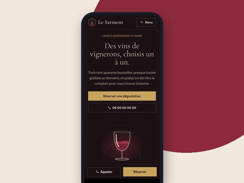 Aperçu téléphone du template Sarment