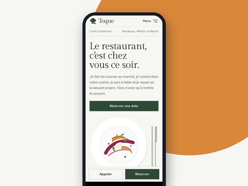 Aperçu téléphone du template Toque