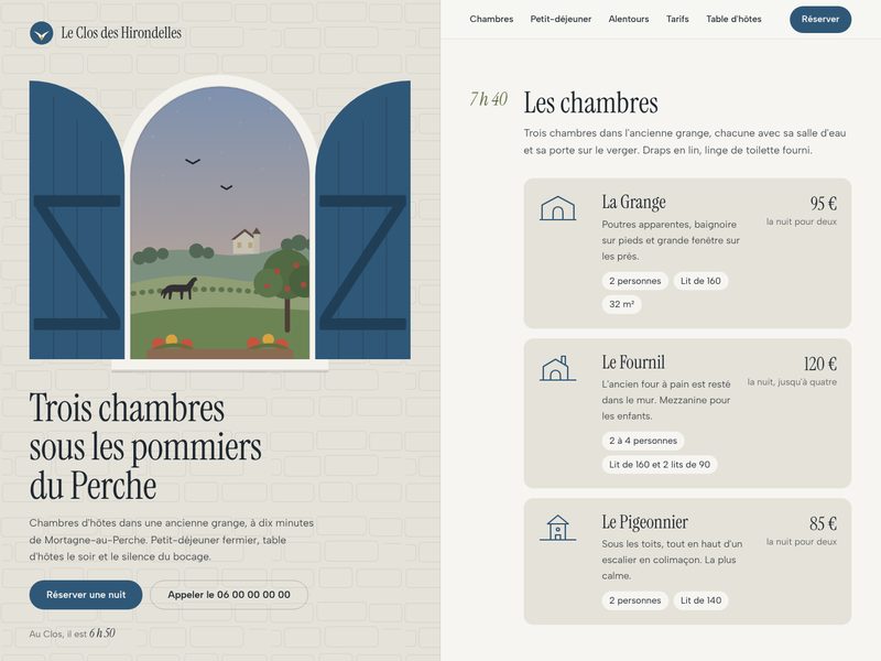 Aperçu ordinateur du template Volets